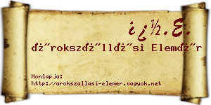 Árokszállási Elemér névjegykártya